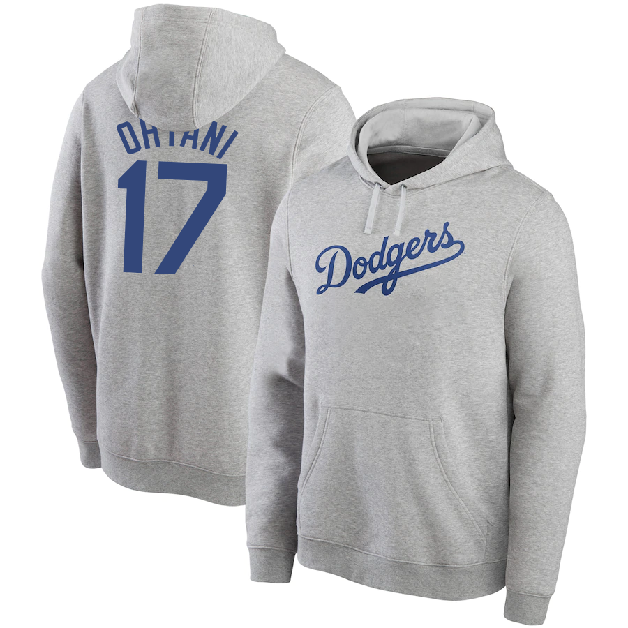 Men Los Angeles Dodgers #17 Ohtani 2024 MLB World Series Champions grey hoodie